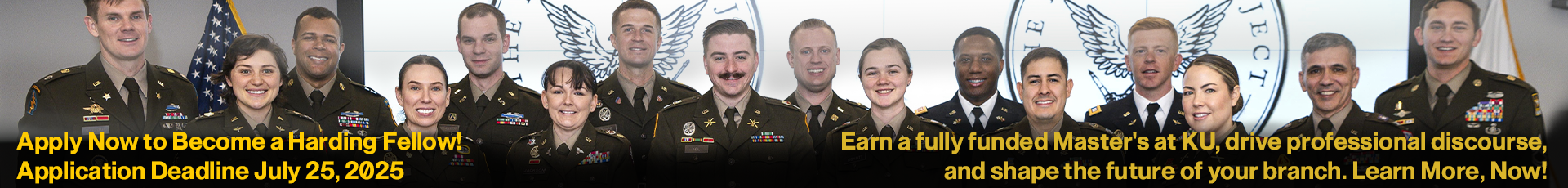 The first group of Harding Fellows pose for a picture following an Association of the United States Army writing workshop in Arlington, Va., Jan. 28, 2025.