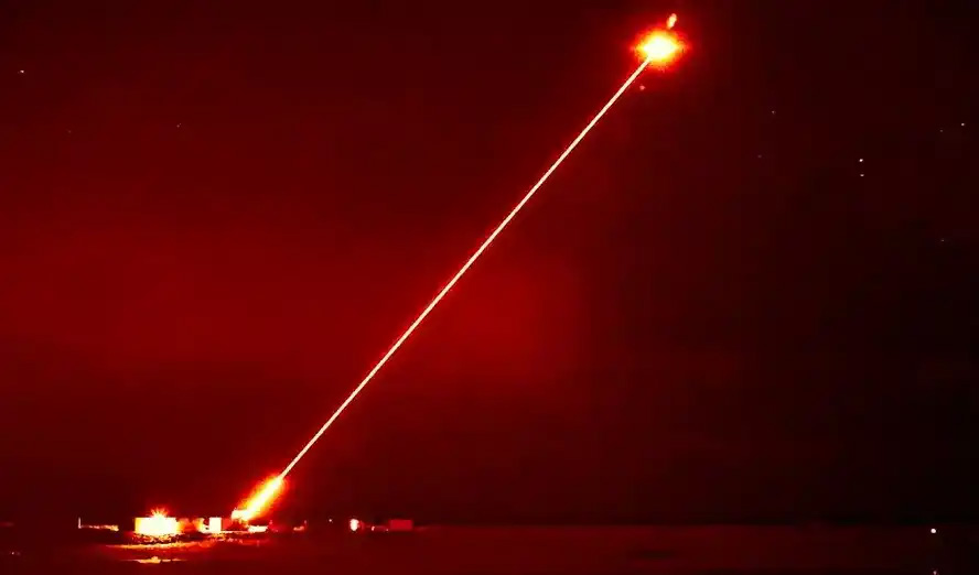 Picture of an air defense system firing during a night exercise