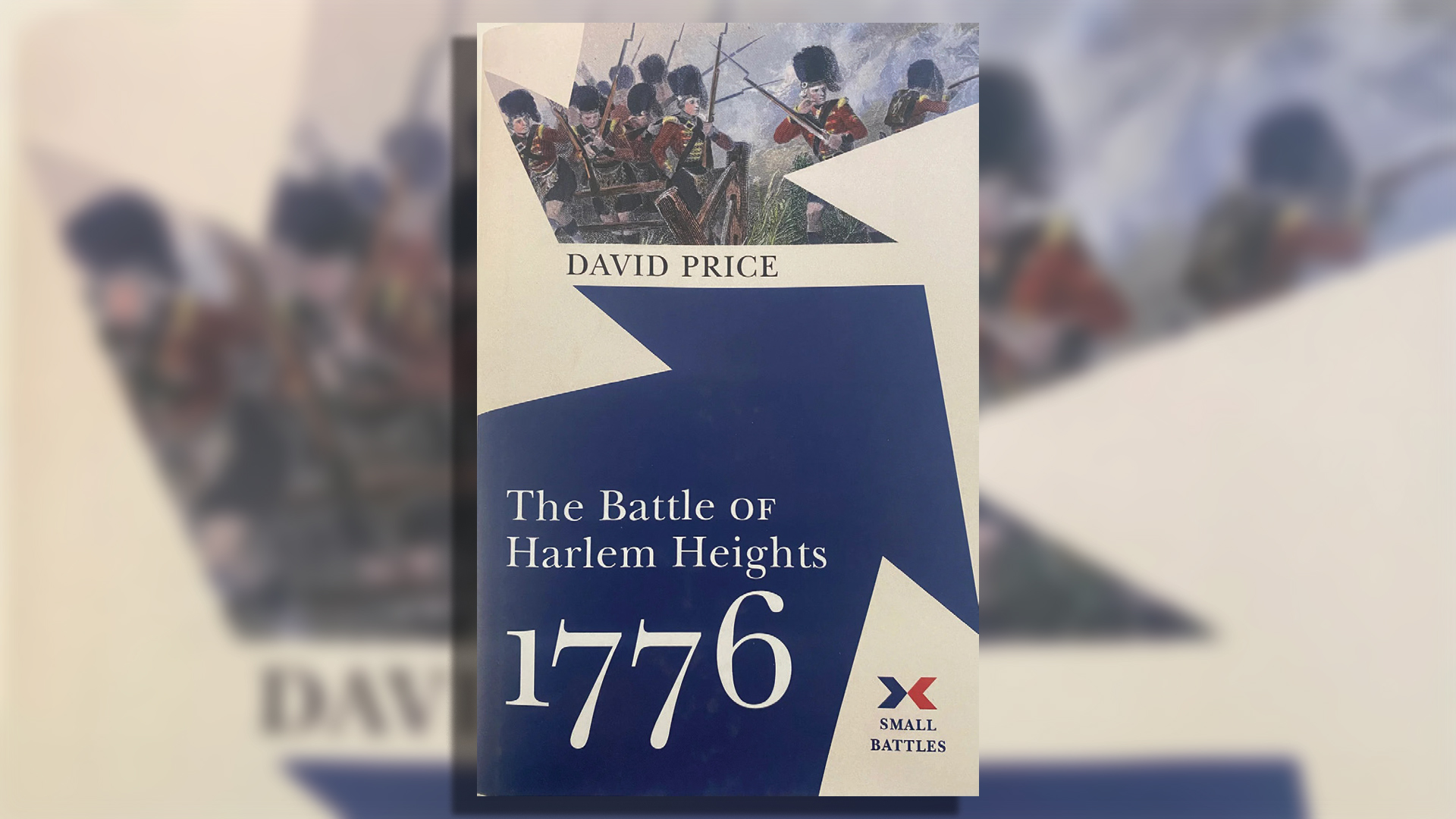 Book cover showing 'The Battle of Harlem Heights 1776' with Revolutionary War soldiers on the cover