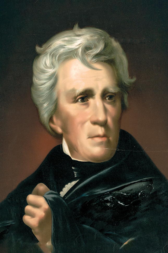  A formal oil portrait of a man with distinctive white/silver wavy hair. He wears a dark coat with high collar characteristic of early 19th century fashion. The painting employs dramatic lighting against a dark background, highlighting the subject's face and hand, which appears to be gripping or resting against something dark, possibly a coat or cloak. The portrait style and clothing suggest this is from the Jacksonian era of American history.