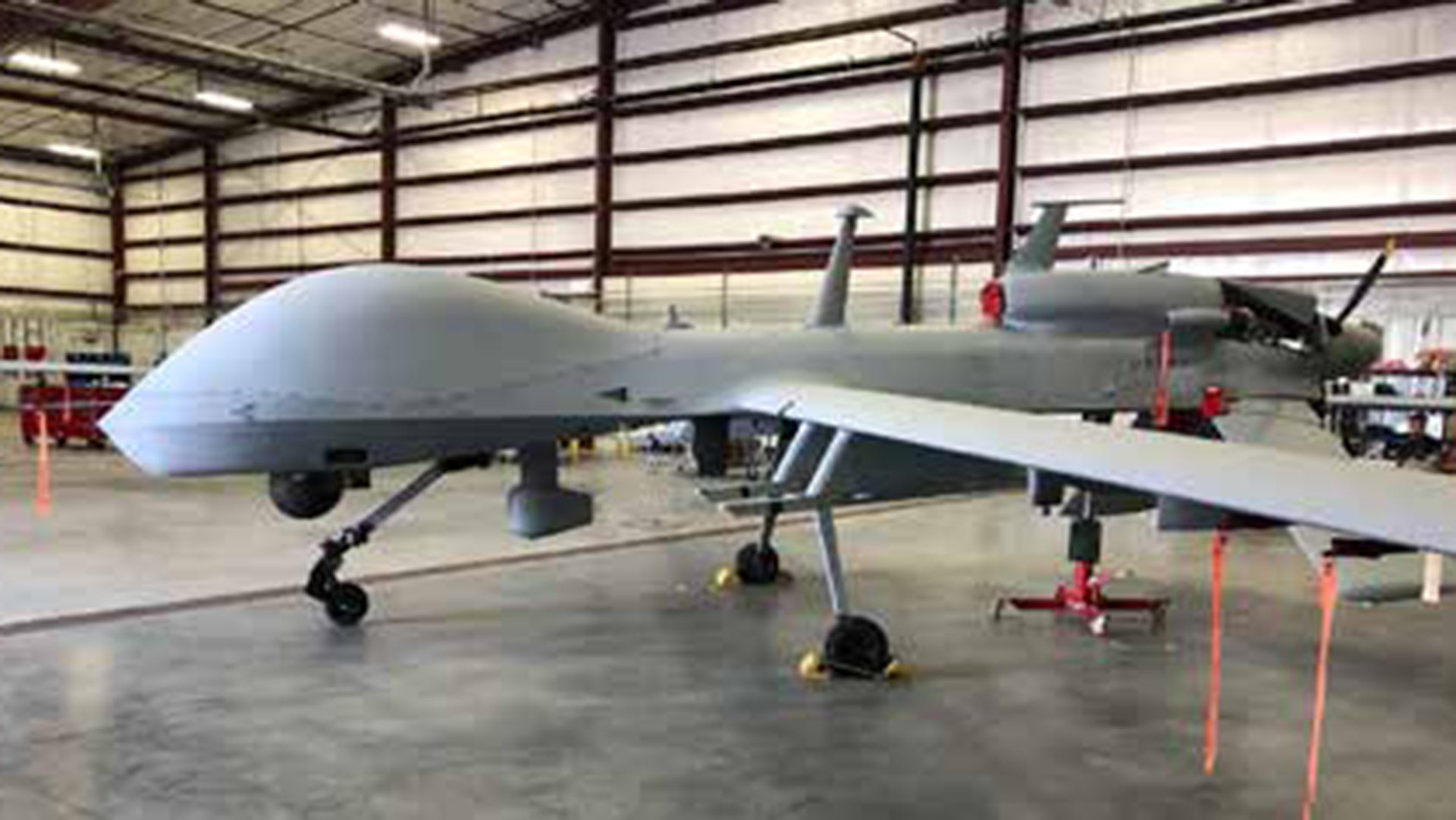 Picture shows a gray eagle drone(UAS)