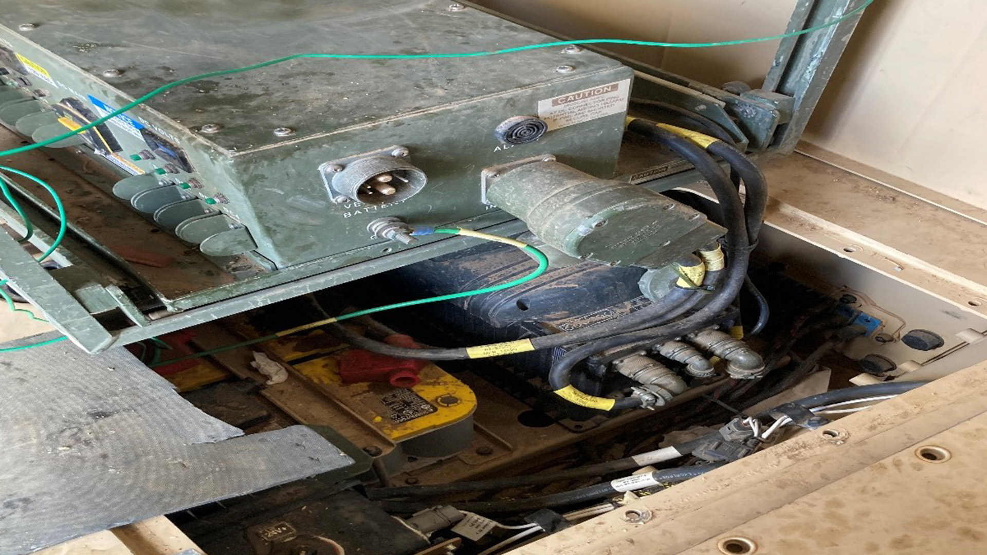 photo 3 of power supply cables  routed from the JLTV to the inverter/converter