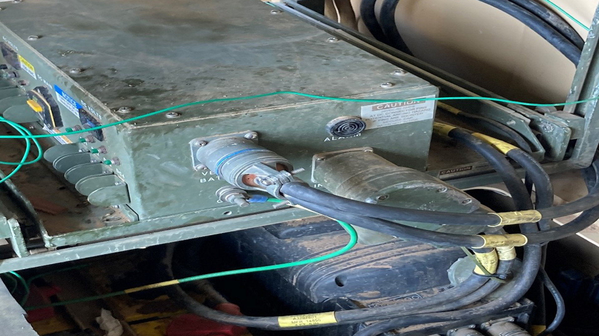 photo 4 of power supply cables  routed from the JLTV to the inverter/converter