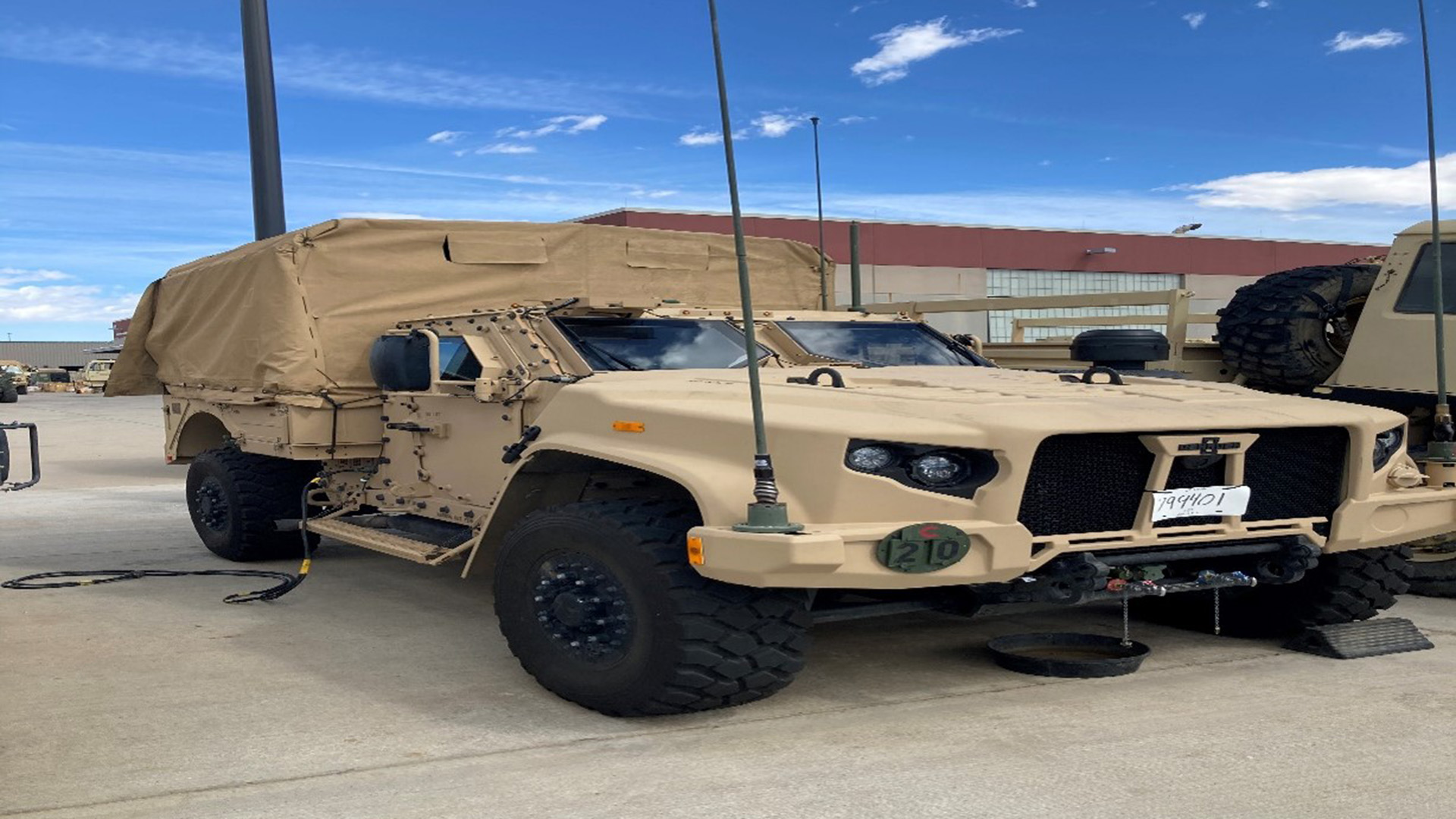 photo of the front of a JLVT parked