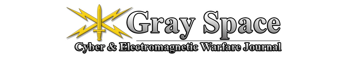Gray Space Cyber & Electromagnetic Warfare Journal logo with yellow crossed lightning bolts behind a sword and gray text