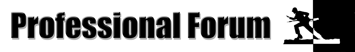 The Professional Forum banner features bold, black text on a white background with a silhouette of a soldier in action on the right side, symbolizing the dedication and professionalism of army engineers.