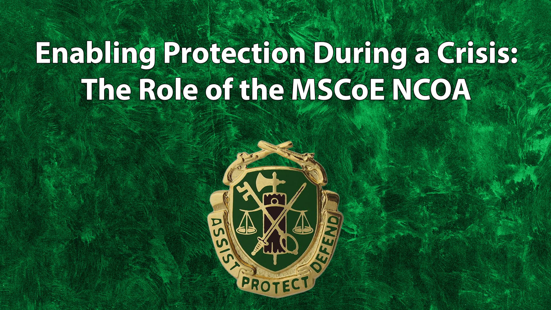 Military Police Crest underneath the article title