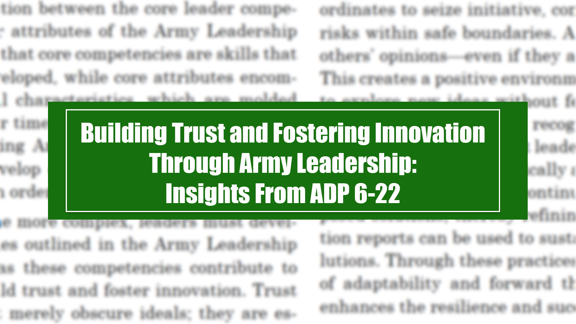 Cover image of the article titled 'Building Trust and Fostering Innovation' from the 2025 e-edition of the Military Police Journal, featuring a symbolic visual related to leadership, trust, and modernization in military policing